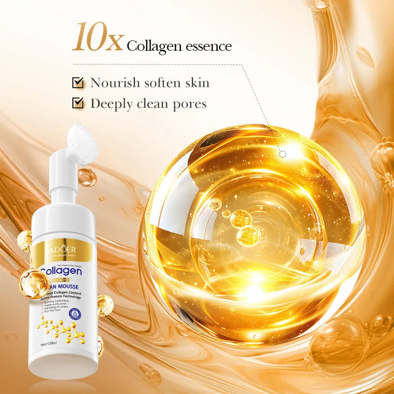 SADOER Collagen Facial Cleanser Mousse Deep Cleansing Skincare Moisturizing