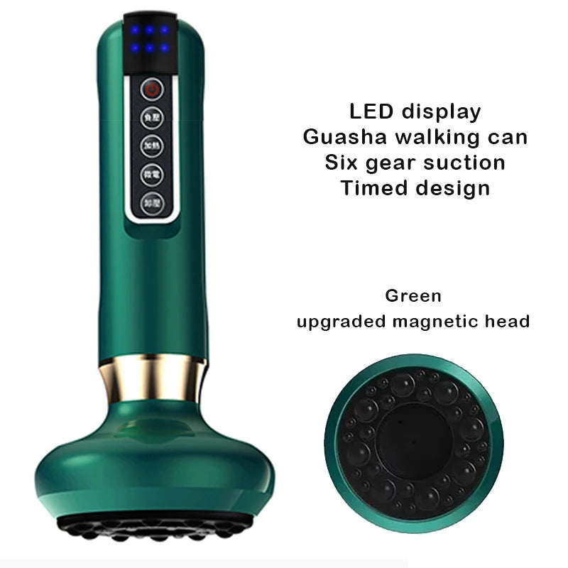 Electric Scraping Instrument with 6-speed Adjustable Cupping and Timed Design for Whole Body Dredging and Massage