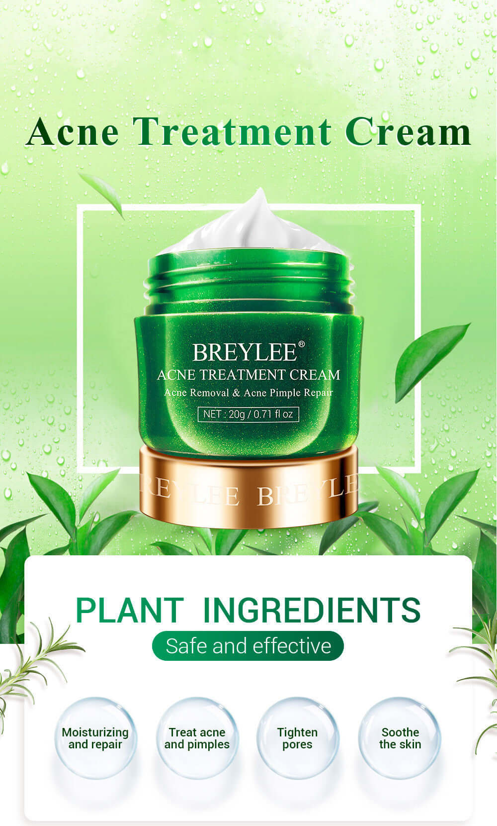 BREYLEE Tea Tree Acne Cream Moisturizing Acne Scars Scar Cream